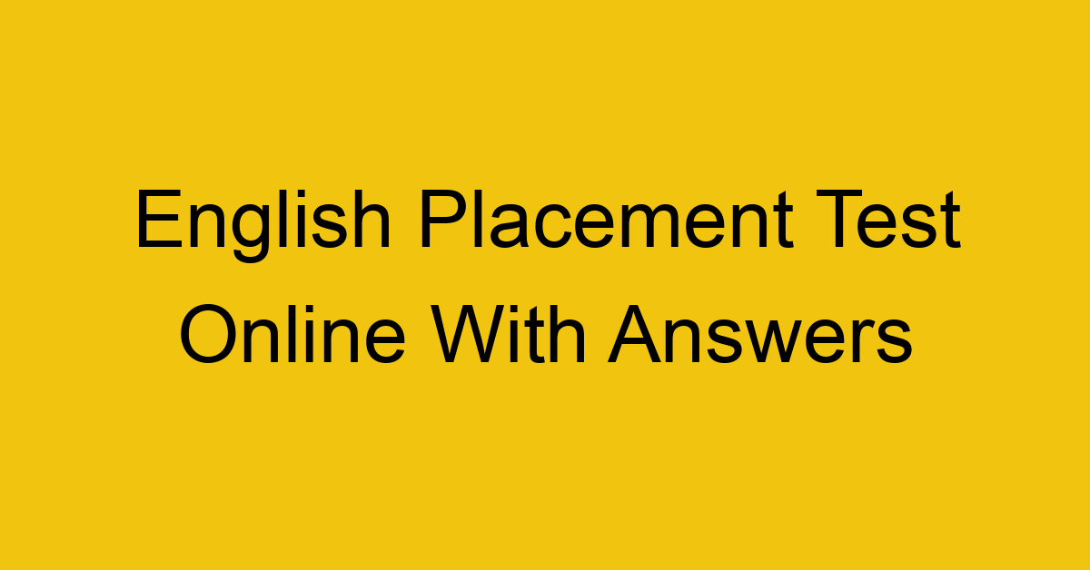 English Language Placement Test